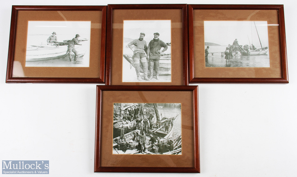 6x Framed Fishing Harbour Fisherman Photographs Reproduction photographs of Victorian fishing scenes - Image 2 of 2