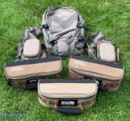 3x Airflow Outlander 5-reel case fishing bags, plus an Airflow Outlander vest, backpack, with