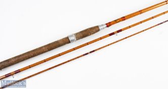 Allcock's 'Wizard' 11ft 3in whole and split cane coarse rod 3pc with a 19" cork handle, agate butt