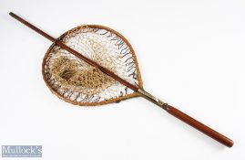 Early Farlow's wooden landing net c1890 - C Farlow, 151 The Strand, trout guy net 48" long, net head