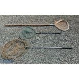 Boat landing net with fixed head to handle net 20" head, handle 64". Salmon guy net, 22" net, 46"