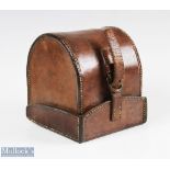 Farlows London 'D' block leather reel case, Internal size is 2 ½" x 3 ¼" burgundy lining, all