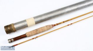 A rare MM Brookes made in England 'la chasse' split cane fly rod 96 - C2/1, 8ft 2pc line 2 # alloy