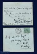 RIDER HAGGARD (SIR HENRY) author of 'King Solomon's Mines'. Two autograph letters signed on