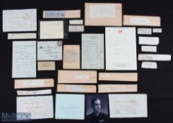 AUTOGRAPHS group of autographic pieces including: Field Marshall Roberts, Leonard Cheshire, and a
