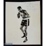 SPORT - BOXING - FLOYD PATTERSON bw 10x8 showing him in typical boxing pose signed in the lighter