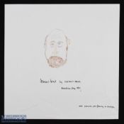 POLITICS - CLEMENT FREUD ORIGINAL SKETCH inscribed 'one painter per family is enough, dated