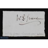 SPORT - CRICKET - W G GRACE signature in ink on a slip of paper