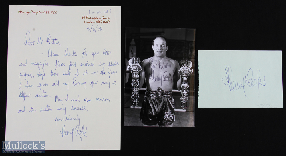 SPORT - BOXING - SIR HENRY COOPER group including a 6x4 bw photograph signed by Cooper to lighter