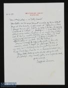 SASSOON (SIEGFRIED)poet. Fine autograph letter signed dated October 30th 1958 to 'Dear Mrs