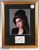AMY WINEHOUSE AUTOGRAPH, framed and mounted with photograph