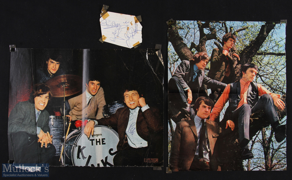 ENTERTAINMENT - MUSIC - THE KINKS AUTOGRAPH Selection consists of magazine pages and album page