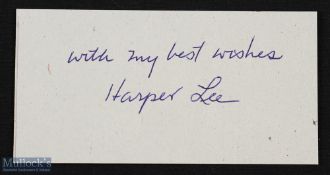 LEE (HARPER) author of 'To Kill a Mockingbird' signature on an album page with the words 'with