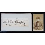 MUSIC HALL - LILLY LANGTRY large and bold signature on a card, together with a carte de visite