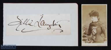 MUSIC HALL - LILLY LANGTRY large and bold signature on a card, together with a carte de visite