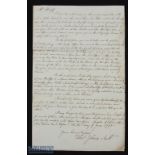 WALES - HISTORY OF AGRICULTURE - JOHN JOHNES long autograph letter signed, in his capacity as