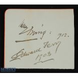 THEATRE - SIR HENRY IRVING - signature on an album page also bearing the signature of Edward Terry