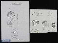 ENTERTAINMENT - MICHAEL ASPEL ORIGINAL SKETCH with two sketches 'At work and At home', in ink,