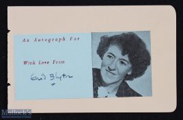 BLYTON (ENID) signature on a slip of paper she often issued for her children fans, featuring a
