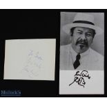 ENTERTAINMENT - HOLLYWOOD - PETER USTINOV two signatures on cards