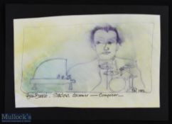 ENTERTAINMENT - MUSIC - BRIAN BENNET - SHADOWS - ORIGNAL SKETCH in pen, date May 1992, with mount
