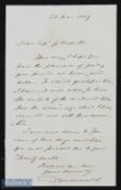 NAVAL - THOMAS COCHRANE - ADMIRAL KNOWN AS 'THE WOLF OF THE SEAS' autograph letter signed (as 10th