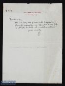 SASSOON (SIEGFRIED) poet. Brief autograph letter signed with his entwined SS initials. Dated October
