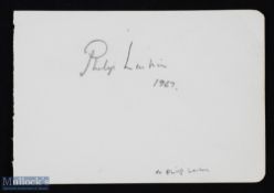 LARKIN (PHILIP) poet. Pencil signature with the date 1967 in his hand on an album leaf