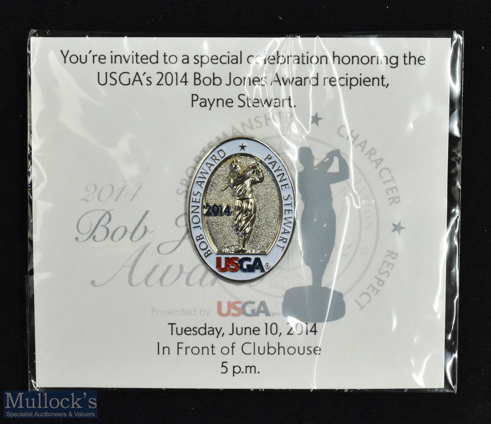 2014 USGA "Bob Jones Player Award" invitation enamel lapel pin badge - recipient Payne Stewart