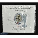 2014 USGA "Bob Jones Player Award" invitation enamel lapel pin badge - recipient Payne Stewart