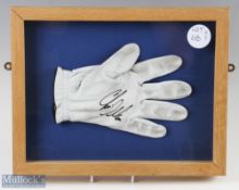 Signed Golf Glove with indistinct signature - needing some research framed and mounted under