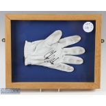 Signed Golf Glove with indistinct signature - needing some research framed and mounted under