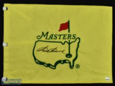 Rare Sam Snead signed official Masters Golf Tournament undated embroidered pin flag - signed by 3x