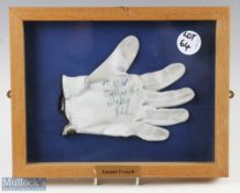 Signed Golf Glove signed Alastair Forsyth Sottish golfer with dedication to Ian, framed and