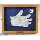 Signed Golf Glove signed Alastair Forsyth Sottish golfer with dedication to Ian, framed and