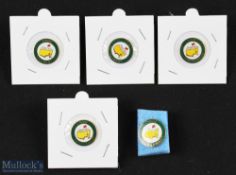 5x Original 1990s US Masters Golf Tournament Enamel Ball Markers - 1996 (Nick Faldo 3rd success),