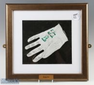 Signed Golf Glove Ernie Els South African Golfer, a white glove used, with dedication to Ian