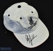 Phil Mickelson Autographed Golf Baseball Cap inscribed in ink to peak, with The Ritz Carlton