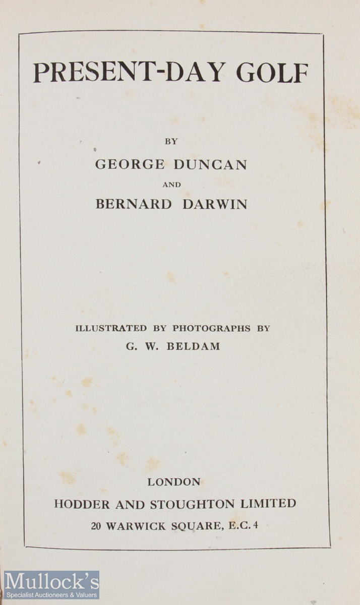 Duncan, George & Darwin, Bernard - "Present Day Golf" 1st ed 1921in original green cloth boards - Image 2 of 2