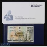 Jack Nicklaus Open Golf Champion 2x signed Royal Bank of Scotland £5 commemorative bank notes to