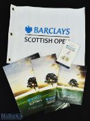 Official Scottish Open Golf Championship replica pin flag, ball markers, programme and draw sheet