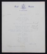 Rare and Interesting 1961 Ryder Cup related dinner menu signed by Jerry Barber US Playing