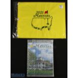 2021 US Masters embroidered golf pin flag and programme (2) - an authentic 2021 Masters Dated Golf