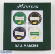 4x Original US Masters Undated Flat Enamel Golf Ball Markers - with Masters Banner to the centre