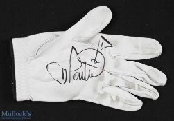 Ian Poulter signed tailor-made white leather worn golf glove - given to the consignor who caddied