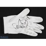 Ian Poulter signed tailor-made white leather worn golf glove - given to the consignor who caddied