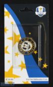 2018 Ryder Cup European Cut Out Enamel Centre Ballmarker - still in the original packaging held in