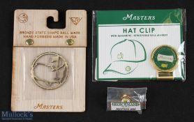 3x various official Masters Golf Ball Markers-1934 Masters Collection bronze State shape ball