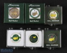 Collection of Official Masters Tournament enamel golf ball markers from 2008-2013 (6) - including