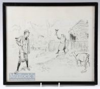 D L Ghilchik (1892-1972) original pen and ink humorous large golfing sketch signed lower right -